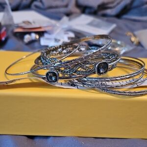 Elegant Silver and Black Women's Bracelet Set